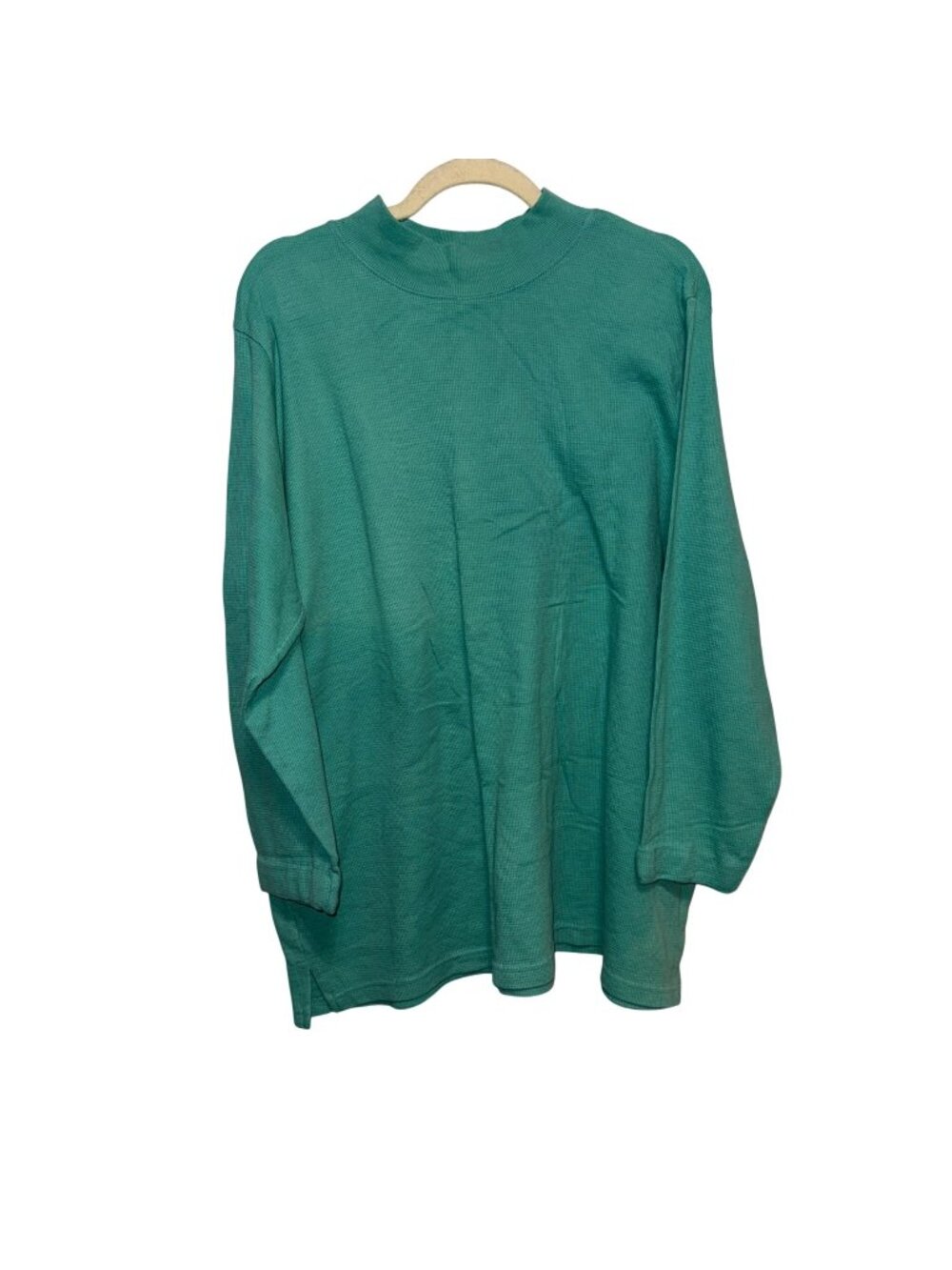 Blair Womens Seafoam Mock Neck Long Sleeve Waffle Knit Pullover Top Size XL